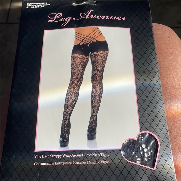 Leg Avenue Vine Lace Black Lace Patterned Tights NWT - Picture 8 of 8